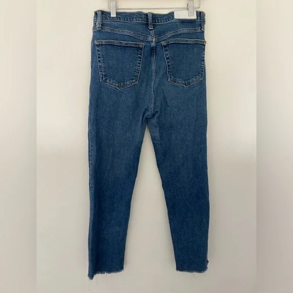 Redone/ Originals High Rise Stovepipe Jeans Blue Size 29 Frayed Hem - Picture 6 of 8